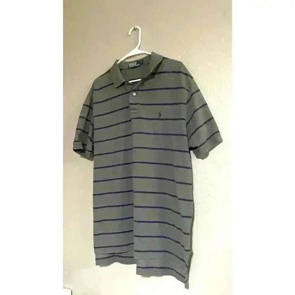 VINTAGE Polo Ralph Lauren Shirt Men Extra Large Gray Stripe - Picture 3 of 7